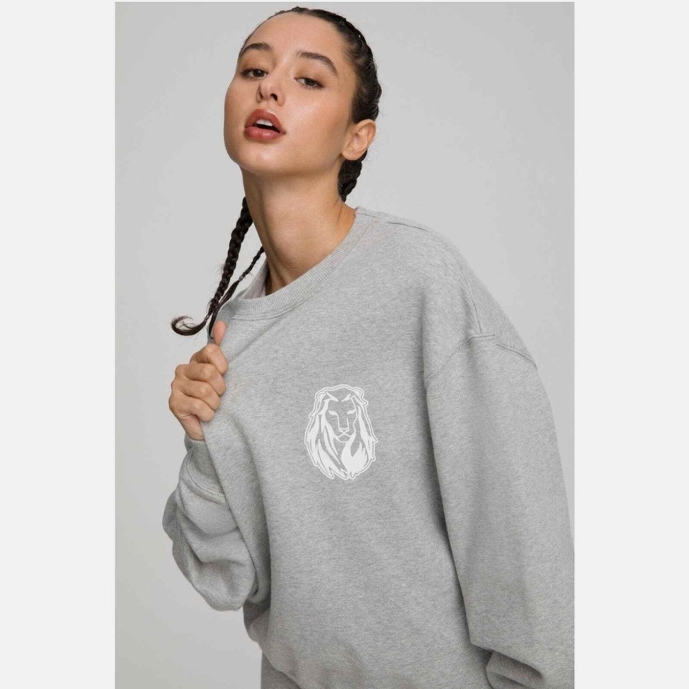 GOOD AMERICAN WOMEN'S GRAY LEO BOYFRIEND SWEATSHIRT SIZE 4 - Picture 2 of 10